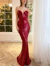 Trumpet/Mermaid V-neck Sequined Floor-length Prom Dresses With Sashes / Ribbons #Milly020120121