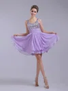 Lilac V-neck Chiffon Sequins Cheap Short/Mini Prom Dresses #02020082