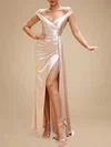Sheath/Column Off-the-shoulder Silk-like Satin Floor-length Ruched Prom Dresses PT020118197