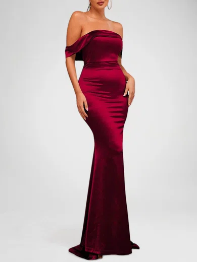 Elegant Burgundy Satin Trumpet/Mermaid Formal Dresses PT020118215