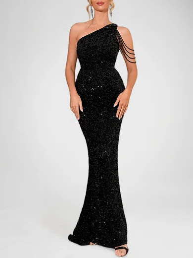 Velvet Sequin Black Trumpet Mermaid Beading Prom Dress Velvet Sequin Black Trumpet Mermaid Beading Prom Dress