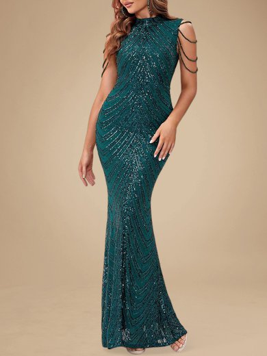 Trumpet/Mermaid High Neck Sequined Floor-length Sequins Prom Dresses PT020118720