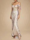 Trumpet/Mermaid V-neck Sequined Ankle-length Tassels Prom Dresses PT020118727