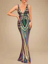Trumpet/Mermaid V-neck Sequined Floor-length Prom Dresses PT020118739
