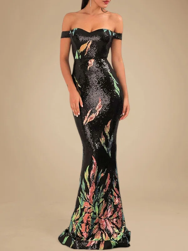 Trumpet/Mermaid Off-the-shoulder Sequined Floor-length Prom Dresses PT020118745