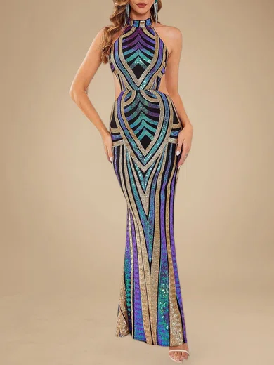 Sparkly Sheath/Column Sequin Halter Formal Dresses PT020118746