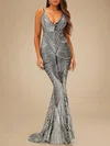 Trumpet/Mermaid V-neck Sequined Sweep Train Prom Dresses PT020118750