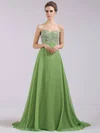 Fabulous Crystal Detailing Green Chiffon Sweetheart Empire Prom Dress #02014372