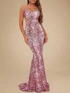 Trumpet/Mermaid V-neck Sequined Sweep Train Prom Dresses PT020118822