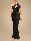 Trumpet/Mermaid One Shoulder Sequined Ankle-length Beading Prom Dresses PT020118886