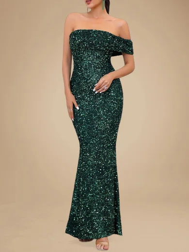 Sparkly Trumpet/Mermaid Sequin One Shoulder Formal Dresses PT020118895