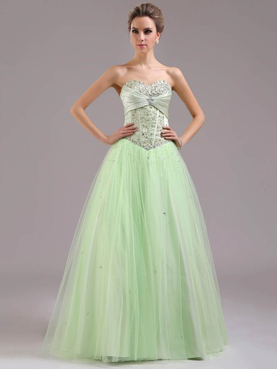 Princess Sweetheart Satin Tulle Beading Lace-up Online Prom Dresses #02071892