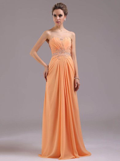 Orange Chiffon Online Sheath/Column Beading Sweetheart Prom Dress #02023213