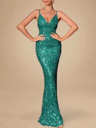 Sparkly Trumpet/Mermaid Sequin V-neck Formal Dresses PT020119152