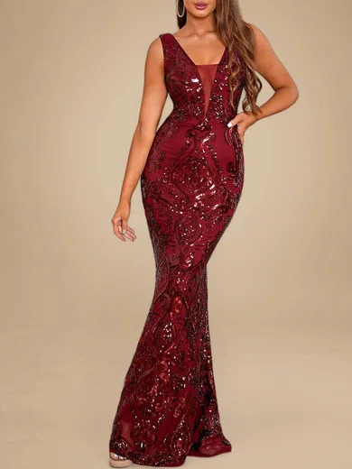 Sparkly Trumpet/Mermaid Sequin V-neck Formal Dresses PT020119173