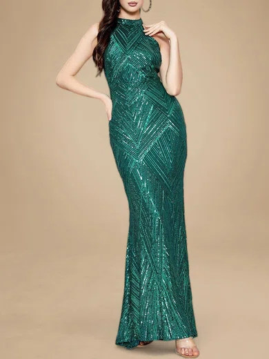 Sparkly Trumpet/Mermaid Sequin High Neck Formal Dresses PT020119193
