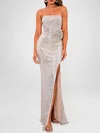 Sheath/Column Straight Sequined Floor-length Flower(s) Prom Dresses PT020119269