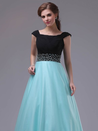 Discount Multi Colours Satin Tulle Beading Square Neckline Prom Dress #02111318