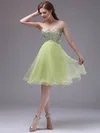 Best Sage Organza Knee-length Crystal Detailing Sweetheart Prom Dress #02042242