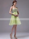 Best Sage Organza Knee-length Crystal Detailing Sweetheart Prom Dress #02042242