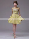 Best Scoop Neck Daffodil Chiffon Tulle Sequins Cap Straps Short/Mini Prom Dress #02042245
