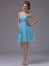 Blue Unique Short/Mini Chiffon Beading Sweetheart Prom Dress #02042248