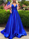 Ball Gown/Princess V-neck Satin Sweep Train Prom Dresses #Milly020121243