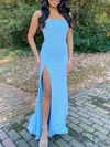 Sheath/Column Straight Jersey Floor-length Prom Dresses With Split Front #Milly020121247