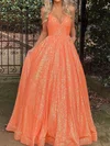 Ball Gown/Princess V-neck Sequined Floor-length Prom Dresses With Pockets #Milly020121252