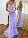 Trumpet/Mermaid Sweetheart Tulle Sweep Train Prom Dresses With Pearl Detailing S020121267