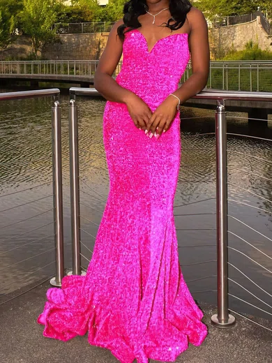 Mermaid V-neck Sparkly Velvet Sequin Prom Dresses #Milly020121307
