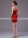 Red Chiffon Sheath/Column One Shoulder Pretty Beading Prom Dresses #02051680