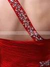 Red Chiffon Sheath/Column One Shoulder Pretty Beading Prom Dresses #02051680