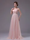 Pink Chiffon Sequins Ruffles Floor-length Fabulous Strapless Prom Dresses #02130049