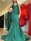 Trumpet/Mermaid V-neck Jersey Sweep Train Prom Dresses With Crystal Detailing #Milly020120976