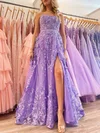 Ball Gown/Princess Square Neckline Organza Glitter Sweep Train Prom Dresses With Appliques Lace #Milly020121004