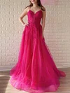 Ball Gown/Princess V-neck Glitter Sweep Train Prom Dresses With Appliques Lace #Milly020121022