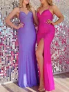 Sheath/Column V-neck Jersey Floor-length Prom Dresses With Split Front #Milly020121033