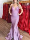 Trumpet/Mermaid V-neck Jersey Sweep Train Prom Dresses With Crystal Detailing #Milly020121064