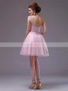 One Shoulder Cheap Pink Tulle Short/Mini Crystal Detailing Prom Dresses #02051682