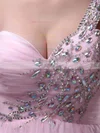 One Shoulder Cheap Pink Tulle Short/Mini Crystal Detailing Prom Dresses #02051682