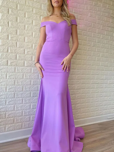 Trumpet/Mermaid Off-the-shoulder Stretch Crepe Sweep Train Prom Dresses #Milly020121078
