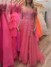 Ball Gown/Princess Off-the-shoulder Tulle Floor-length Prom Dresses With Appliques Lace #Milly020121092