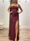 Sheath/Column Sweetheart Sequined Floor-length Prom Dresses With Split Front #Milly020121098