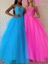 Ball Gown/Princess V-neck Tulle Floor-length Prom Dresses With Appliques Lace #Milly020121102