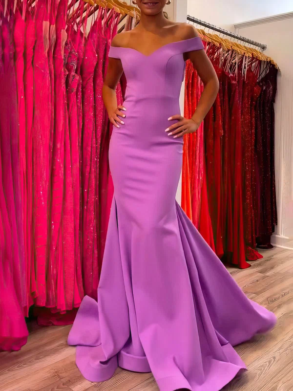 Trumpet/Mermaid Off-the-shoulder Stretch Crepe Sweep Train Prom Dresses #Milly020121131