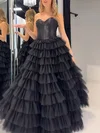 Ball Gown/Princess Sweetheart Tulle Sweep Train Prom Dresses With Tiered #Milly020121136