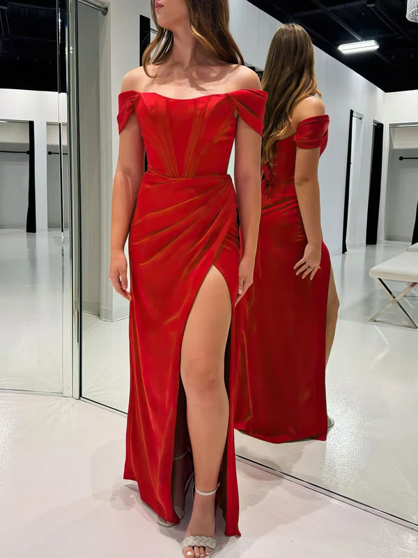 Sheath/Column Off-the-shoulder Stretch Crepe Prom Dresses With Ruched #Milly020121144