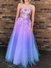 Ball Gown/Princess Sweetheart Tulle Glitter Floor-length Prom Dresses With Appliques Lace #Milly020121145