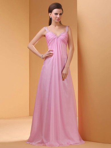 Wholesale Pink Chiffon Beading Straps Empire Sweetheart Prom Dresses #02130054